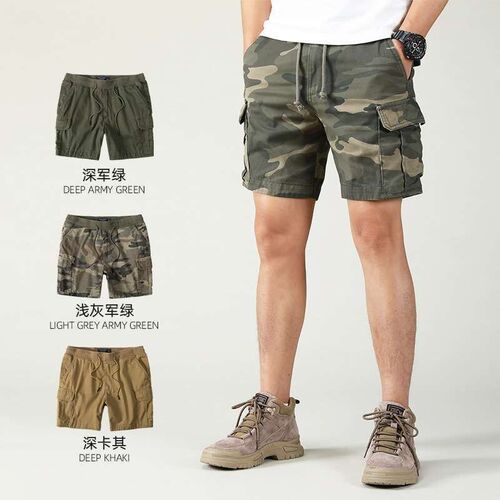 Summer Mens Loose Straight Tooling orts Multi-Pocket Casual