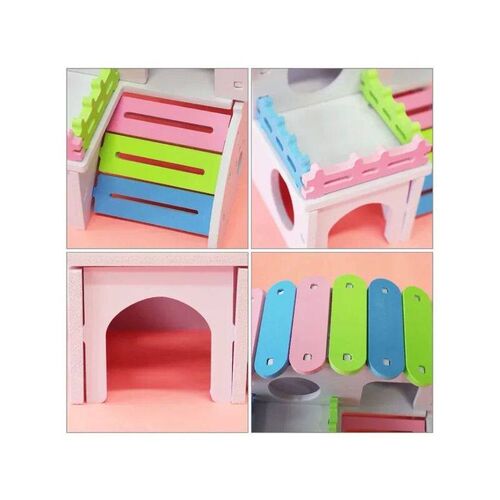 Wooden Hamster Nest Sleeping House Home Luxury Cage Pet  Hid