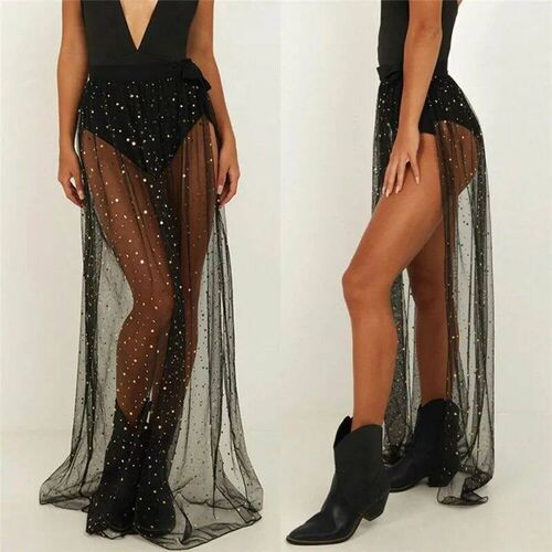 2023 Women Swimwear Bikini Shiny Sequins Beach Long Wrap Sex