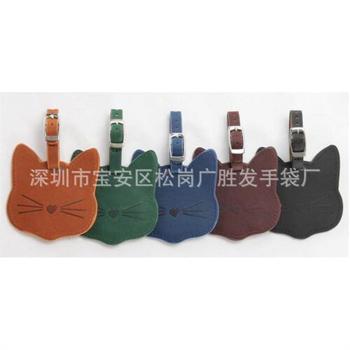 Airplane Suitcase Tag Colorful PU Leather Cat Shape Holiday