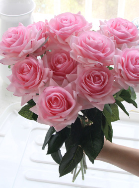 7 Pcs Real Touch Rose Branch Stem Latex Rose Hand Feel Felt