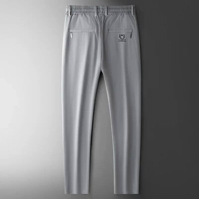 2024 Summer Soft Ice Silk Fabric Mens Thin Casual Pants Kor