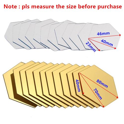 24pcs Hexagon Mirror Wall Stickers Acrylic Self Adhesive Mos