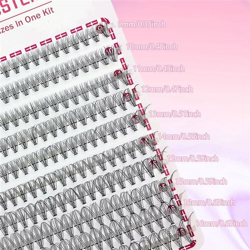 200 clusters 10D false eyelashes, cat eye, 9-16mm eyelash ex