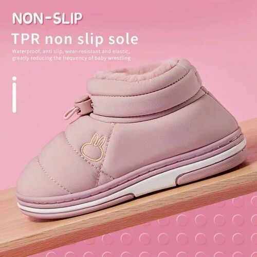 Winter Kids Children Boys Girls Winter Slippers Solid Non-sl