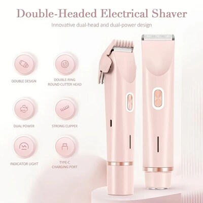 Hair Remover Womens Double Head Shaver Private Hair Trimmer