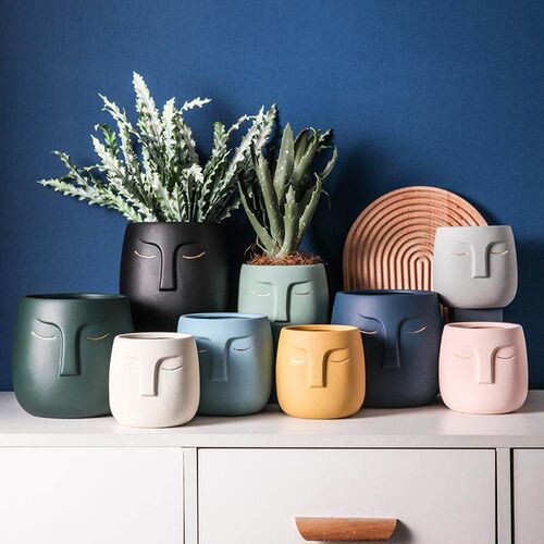Ceramic Vase Creative Ceramic Face Living Room Desktop Flowe