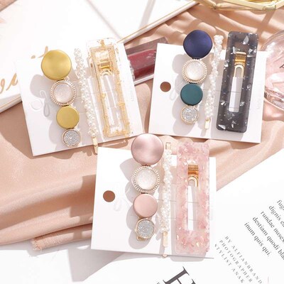 Cute Adult Women Side Clip Hairpin Back Head Pearl Top Clip