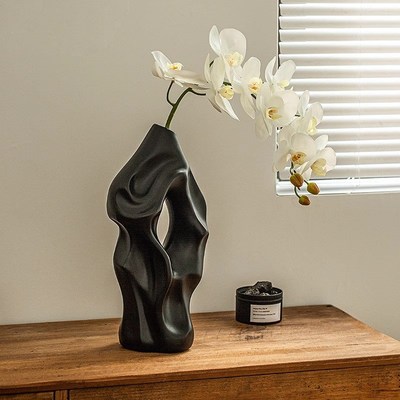 MOLLUN.Dent.花瓶摆件玄关插花陶瓷白色艺术创意装饰品  凹纹