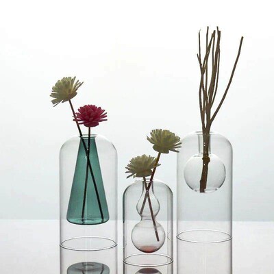 Double-layer Glass Vase Home Decor Vases Room Decor Aromathe