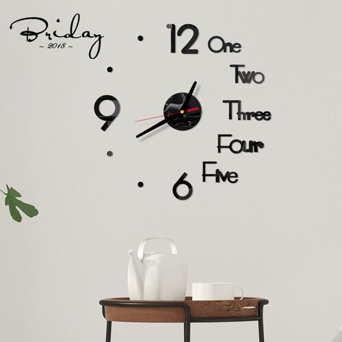 Creative 3D Acrylic Mirror Stickers Wall Clock DIY Digital C
