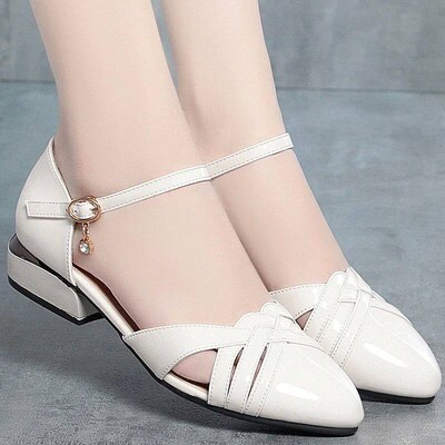 Fashion Buckle Strap Womens  Pointed Toe Square Heel Pumps