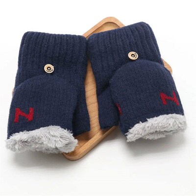 2024 Winter Warm Thickening Wool Gloves Knitted Flip Fingerl