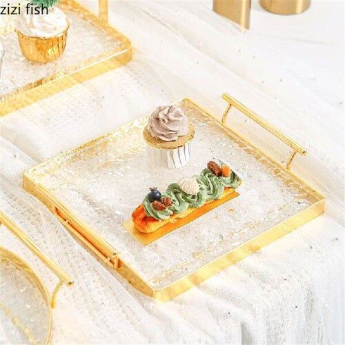 Metal Acrylic Storage Tray Dessert Plate Cake Plate Dim Sum