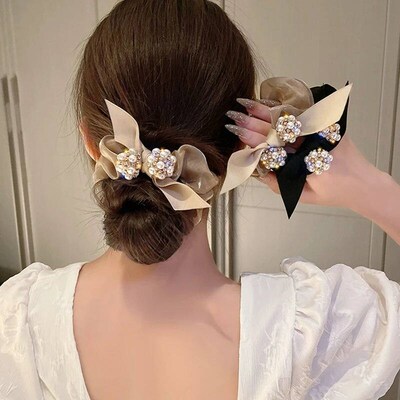Pearl Small Ball Hair Rope Scrunchies Big Rubber Hair Ties P