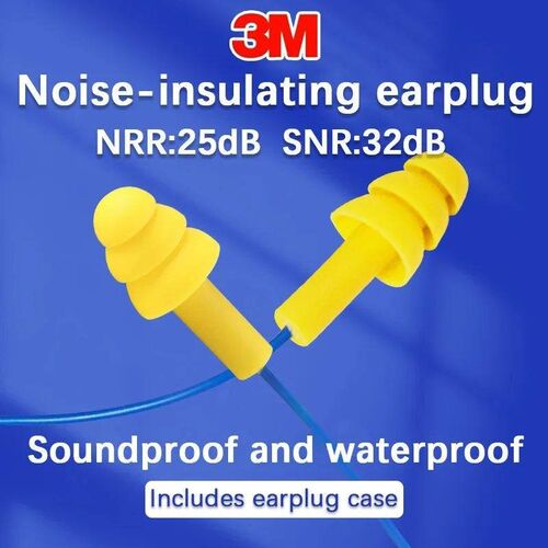 3M soundproof earplugs 340-4004 silicone with wire noise red