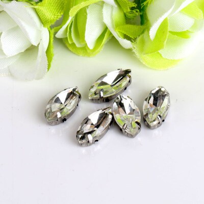 Horse Eye Shape Glass Rhinestones With Claw Marquise Shape S
