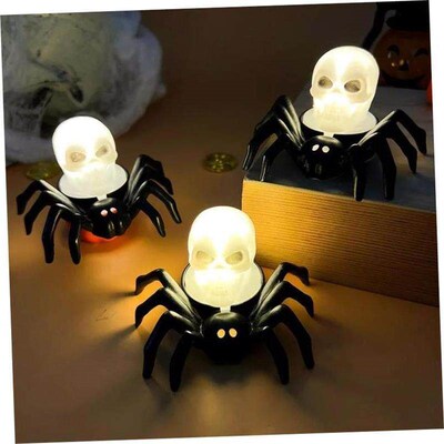 Halloween Decorations LED Candle Light Plastic Spider Skull