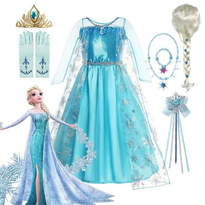 Girls Snow Queen Elsa Kids Costumes For Girls  Carnival