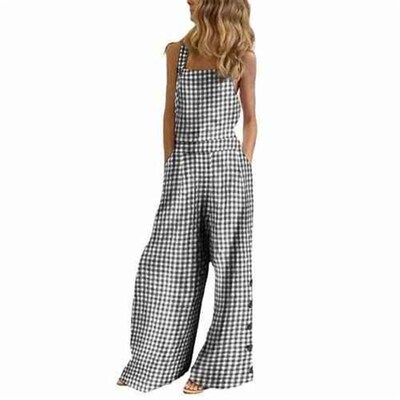 new temperament casual womens summer pocket checkered waist