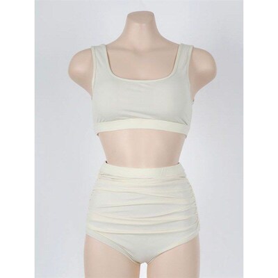 Retro Simple Highwaisted Hideflesh Conservative Separated Ve