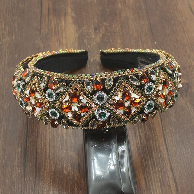 Sparkly Luxury Handmade Baroque Full Colorful Crystal Padded