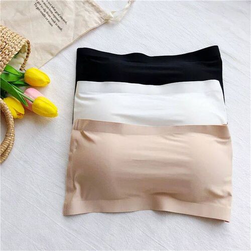 Ice Silk Strapless Bra Girls Seamless Crop Tube Top Bralette