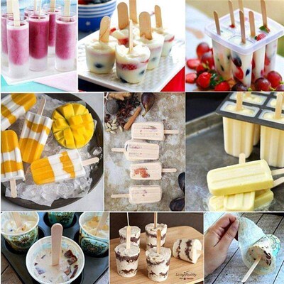 50 PCS Natural Wood Popsicle Sticks Wooden Popsicle Stick Ho