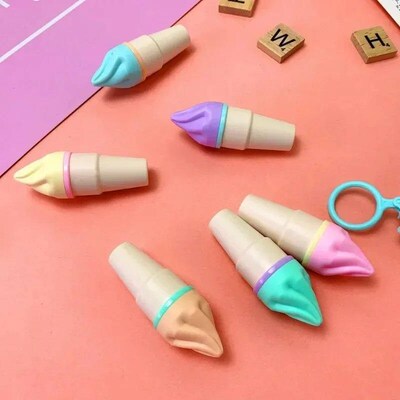 6Pcs Ice Cream Highlighters Set  Marker Pens Stationery Stud