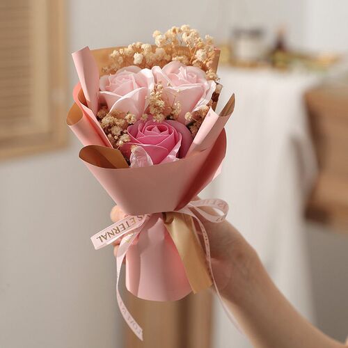 Mini Bouquet Of Roses, Gypsophila, Everlasting Flowers, Drie