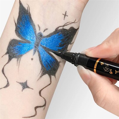 Temporary Tattoo Markers for Skin,10 Colors Tattoo Pens,Brus