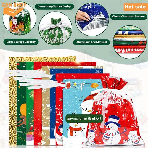 30PCS Christmas Drawstring Gift Bags,Wrapping Bag decoration