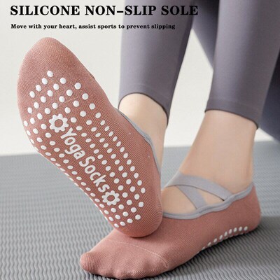 Women Yoga Socks Non Slip Grip Cotton Pilates Socks Ladies B