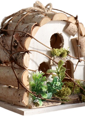 手工原生态小鸟屋木房子装饰摆件家居玄关摆件招财花园庭院幼儿园