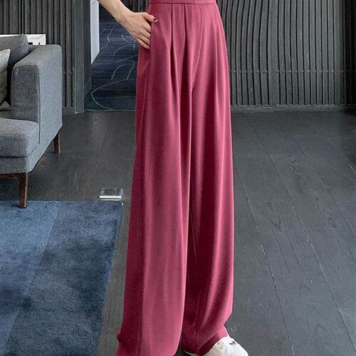 Jielur Brown Wide Leg Women Classic Suit Pants Vintage Palaz