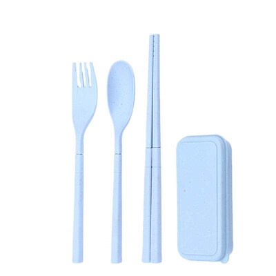 4pcs Wheat Straw Dinnerware Set Portable Tableware Knife
