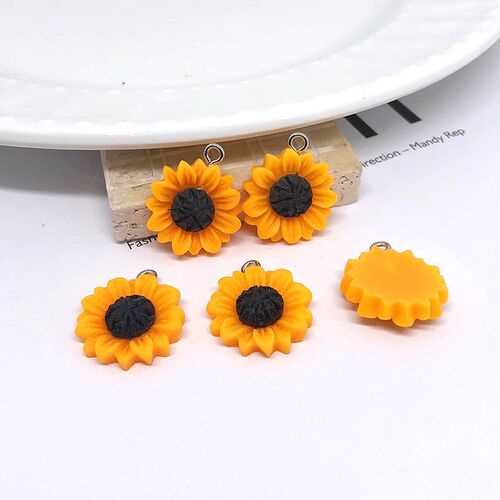 10pcs 19/26/30mm Yellow Daisy Flower Earring Charms Resin Fl