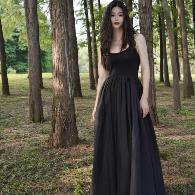 HOUZHOU Vintage Slip Long Dress for Women Evening Formal