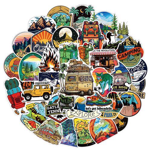 10/30/50/100pcs Outdoor Hiking Camping ers Cartoon Decal Ska