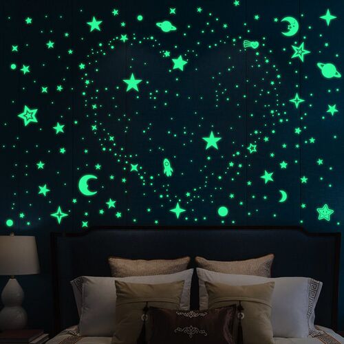 3D Bubble Luminous Stars Moon Dots Wall Stickers For Kids Ro