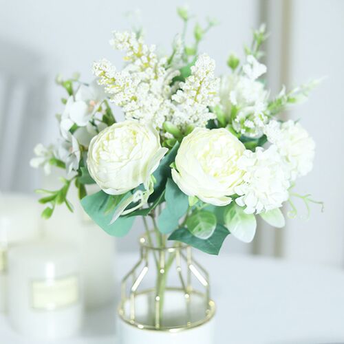 White Artificial Flowers Silk Rose Home Wedding Decoration L