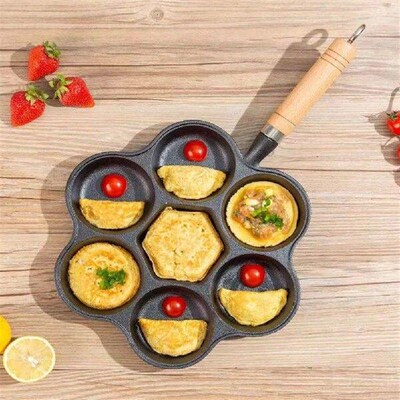 5-Cup Cast Iron Egg Frying Pan Non Stick Pancake Pan with