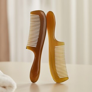 初心牛角梳头部梳子女家用按摩梳天然纯牛角密齿梳女士专用经络梳