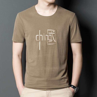 Mens Short-sleeved Chinese Character Personalized Loose ten
