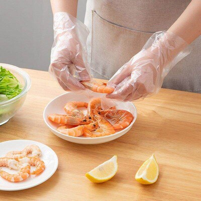 Disposable Food-Grade PE Plastic Gloves, Commercial and Cate
