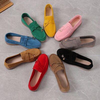 Womens Flat Shoes 2023 Summer New Leather Loafers Multi-Col