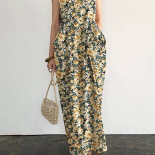 Summer Sleeveless Beach Sundress Bohemian Printed Women