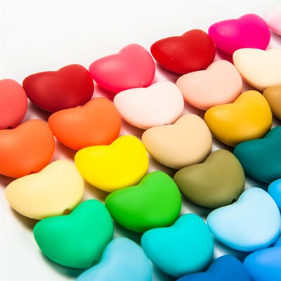Cute-Idea 10pcs Heart  Silicone Beads Teether Chewable Teeth