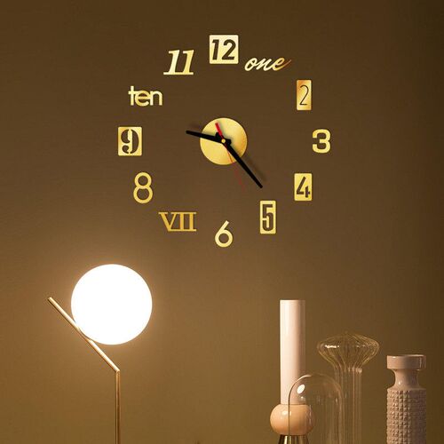 Modern Design Diy Wall Clock 3d Mirror Surface Sticker Home