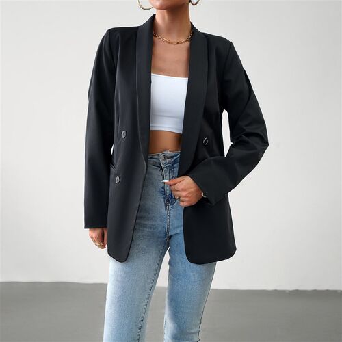 Women Blazer Tops Coat Womens Commuting Double Breasted